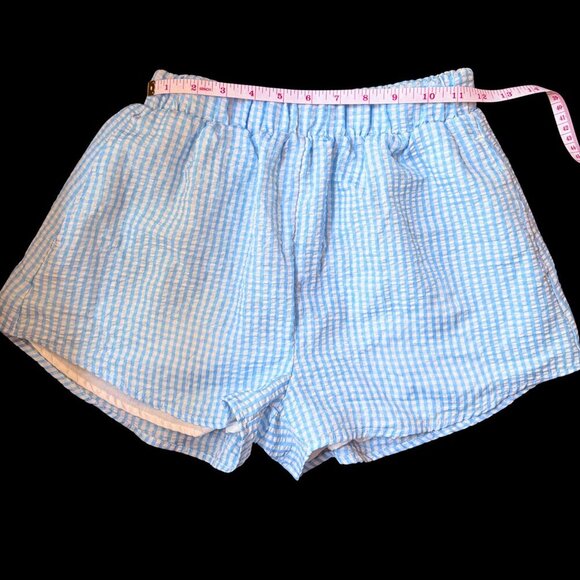 Blue Gingham Puff Sleeve Crop Top & Shorts Set – XS/S - Picture 8 of 9